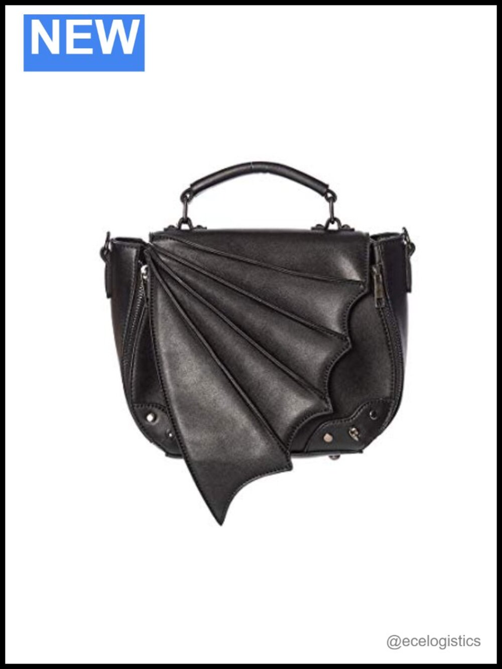 Women's Faux Leather Bat Wing Hobo Bag - Top Handle Gothic Style Handbag